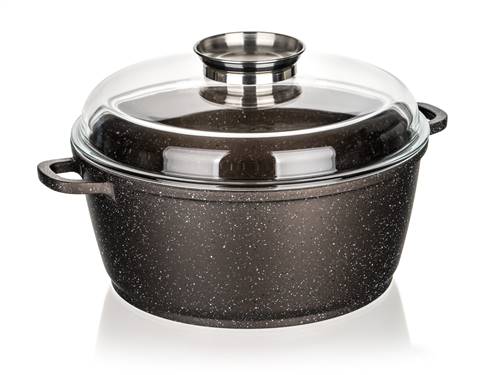 BANQUET Kastrol s nepřilnavým povrchem PREMIUM Dark Brown 28 x 12,5 cm, s poklicí s aroma knobem