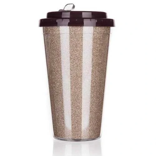 BANQUET hrnek cestovní Glitters 500 ml sv. Hnědá