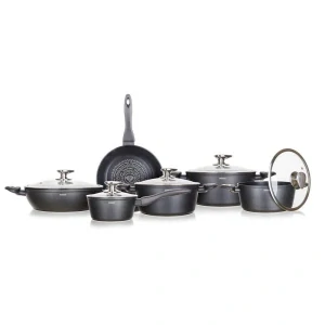 BANQUET Sada nádobí s nepřilnavým povrchem DIAMOND Matte Grey, 11 ks