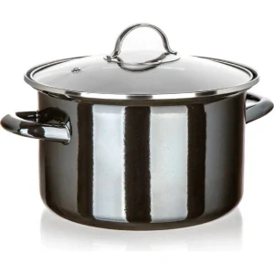 BANQUET Hrnec smaltovaný METALLIC Black 24 cm, 3,7 l, s poklicí