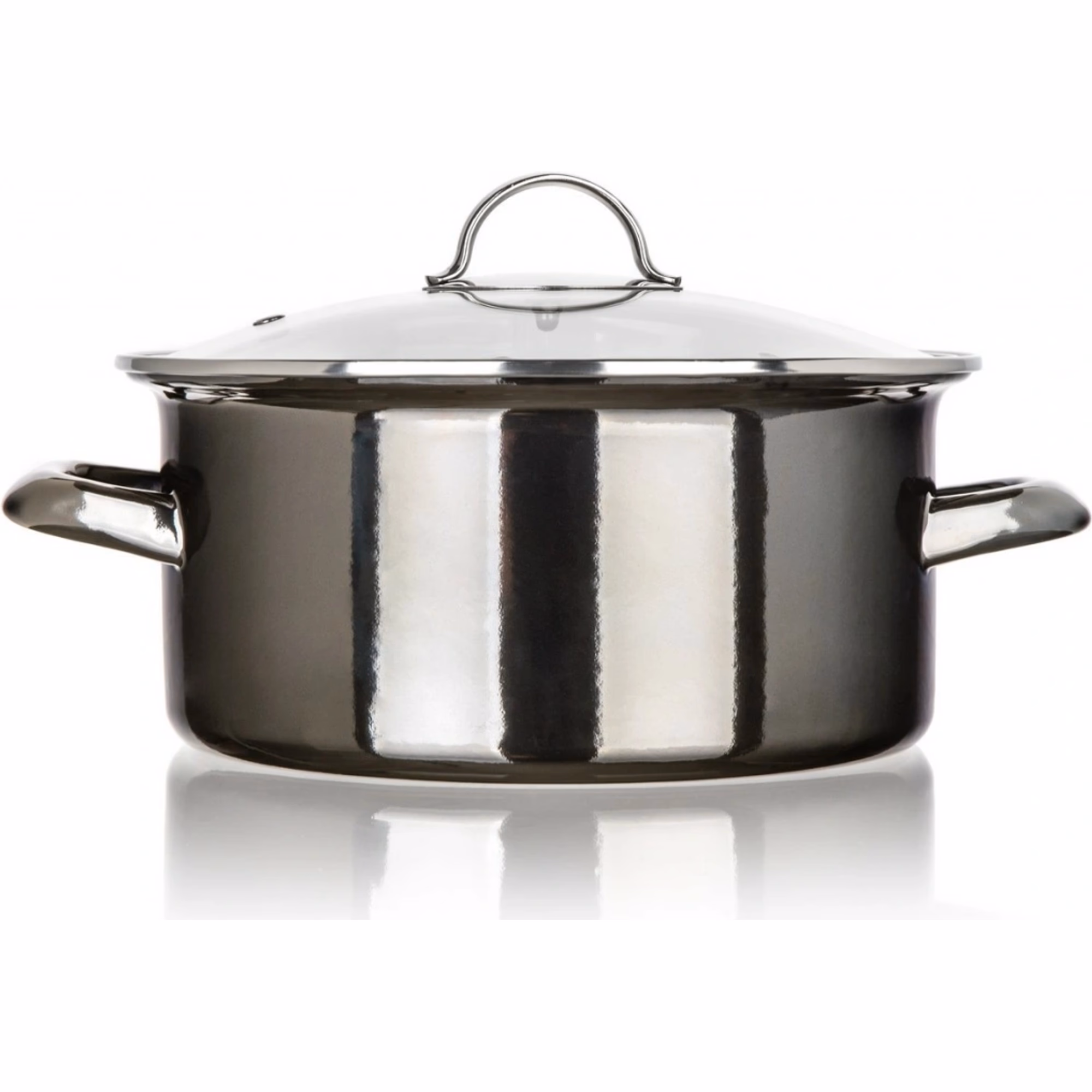 BANQUET Hrnec smaltovaný METALLIC Black 22 cm, 3,75 l, s poklicí