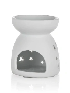 HOME DECOR Aroma lampa porcelánová 8,5 x 11,5 cm, hvězdy, bílá