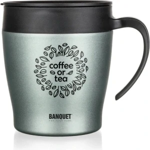 BANQUET Termohrnek cestovní TAZZA 330 ml, zelenošedý