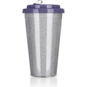 BANQUET Hrnek cestovní dvoustěnný GLITTERS 500 ml, stříbrný
