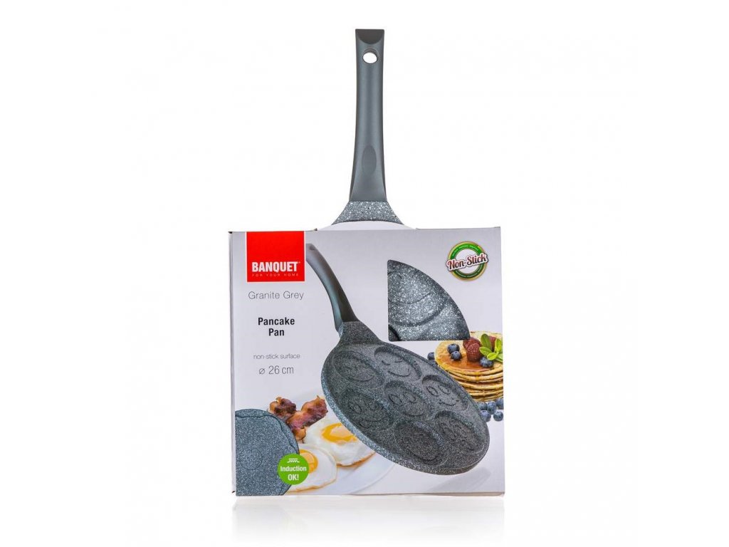 BANQUET CRYSTAL Pánev na 7 lívanců s nepřílnavým povrchem GRANITE GREY Smile 26 cm