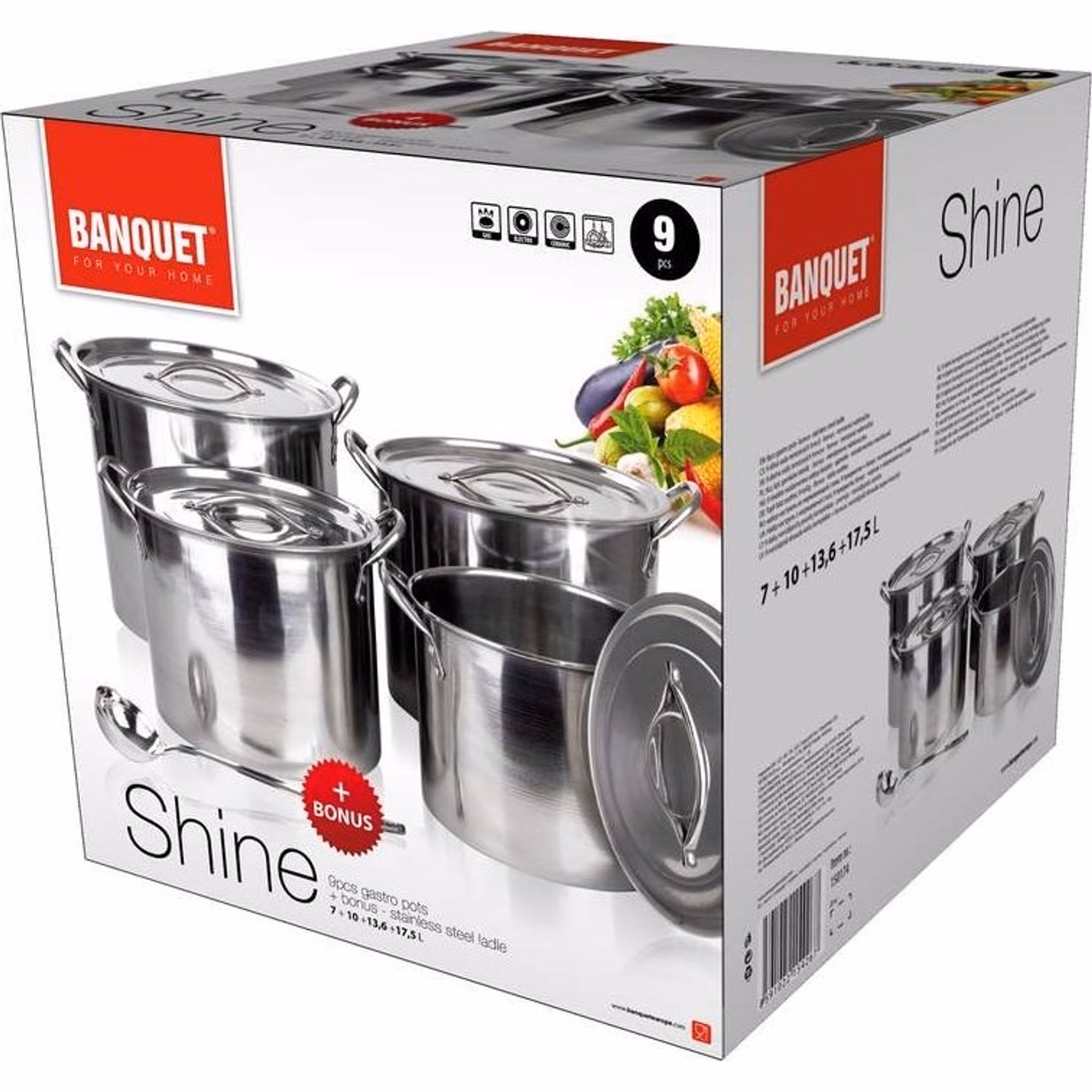 BANQUET Sada gastro hrnců s naběračkou SHINE, 9 ks