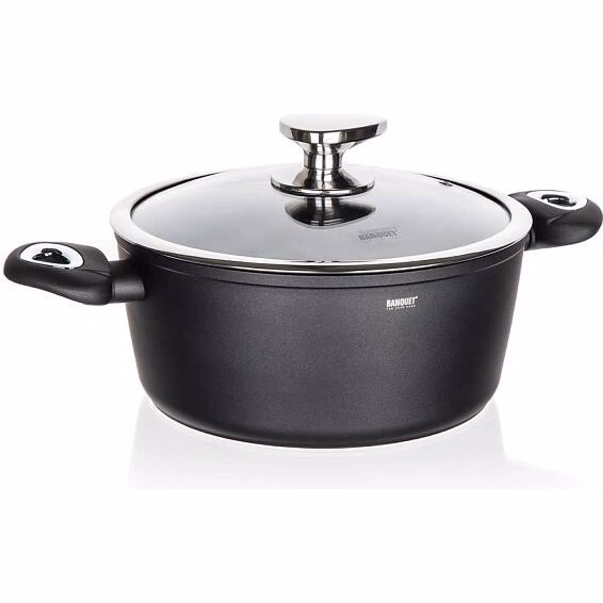 BANQUET Kastrol s nepřilnavým povrchem Matte Dark Grey 24 x 10,4 cm, s poklicí