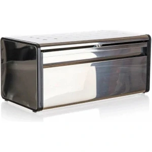 BANQUET Chlebník nerezový QUADRA 39,5 x 20,5 x 18 cm, černý lem