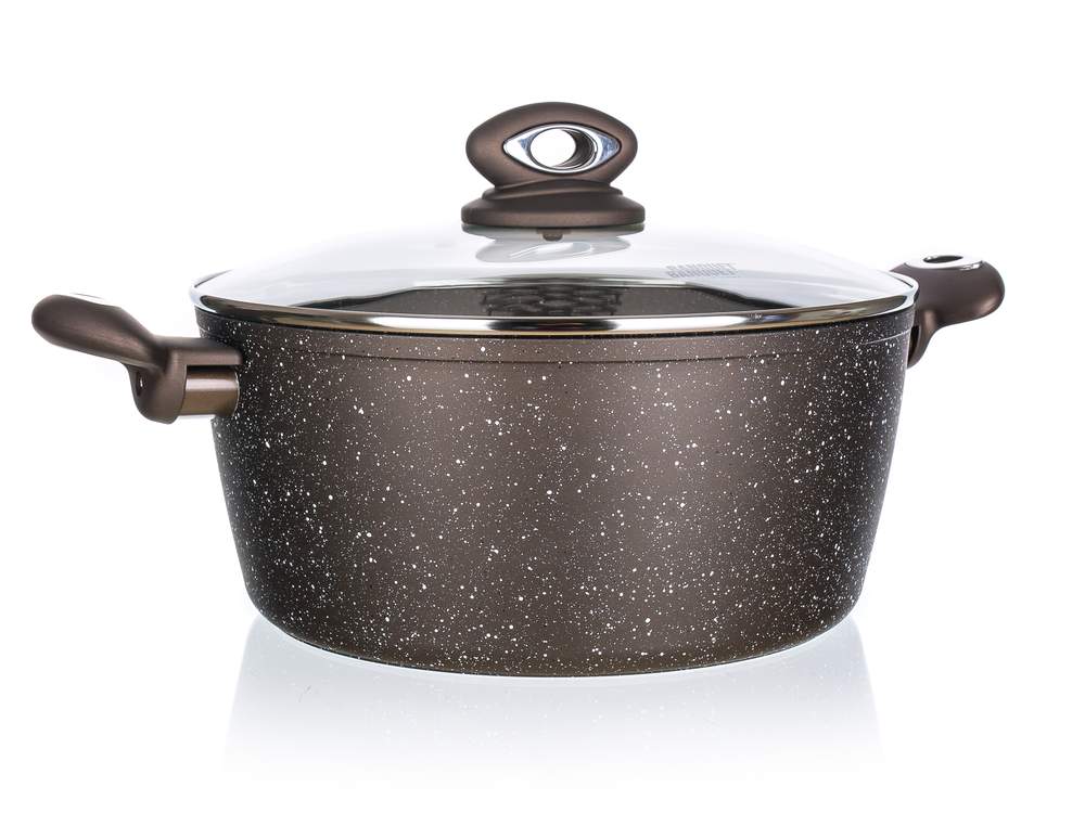 BANQUET Kastrol s nepřilnavým povrchem PREMIUM Dark Brown 24 x 10,5 cm, s poklicí