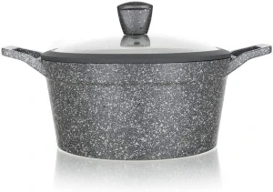 BANQUET Kastrol s nepřílnavým povrchem GRANITE 28 cm, stříkané dno, poklice