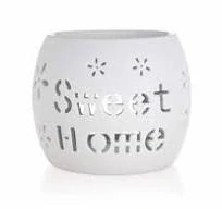 HOME DECOR Aroma lampa porcelánová 10,5 x 10,5 cm, Sweet Home, bílá