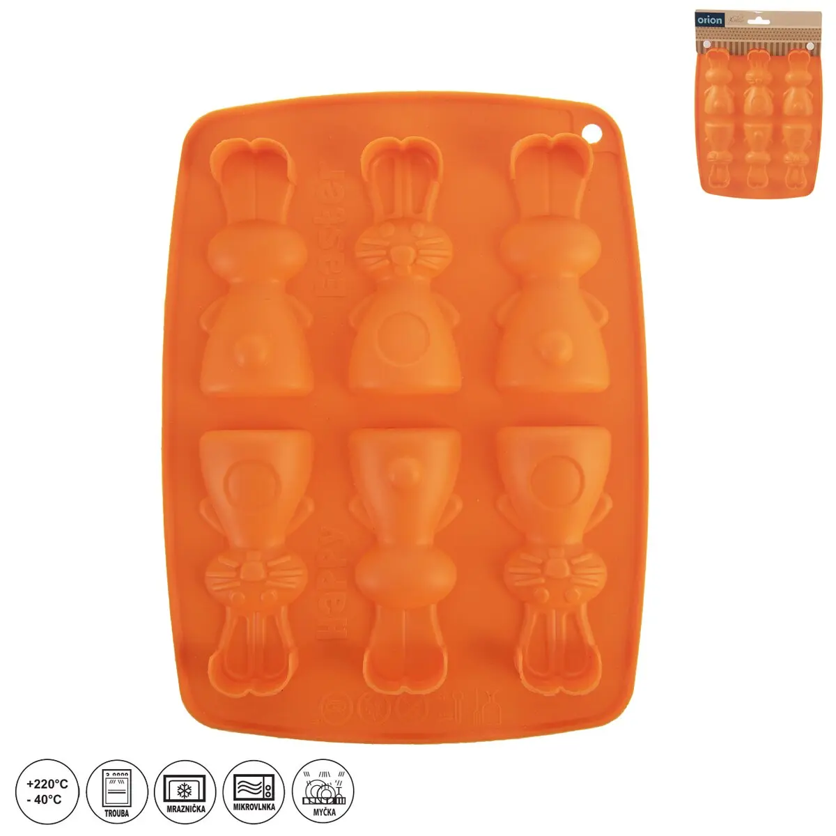 ORION Forma na čokoládu Zajíčci 6 oranžová