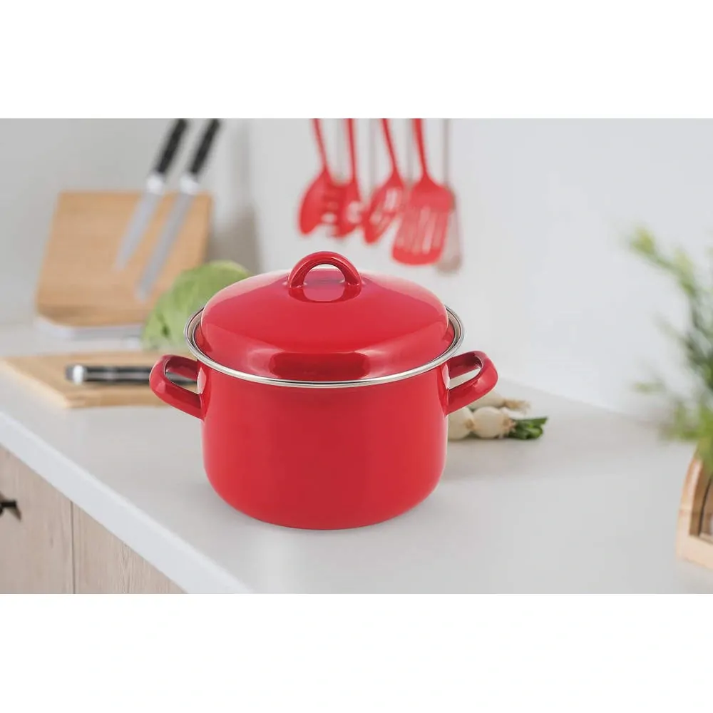 BANQUET Hrnec smaltovaný MILTON Red 20 cm, 3,4 l, s poklicí