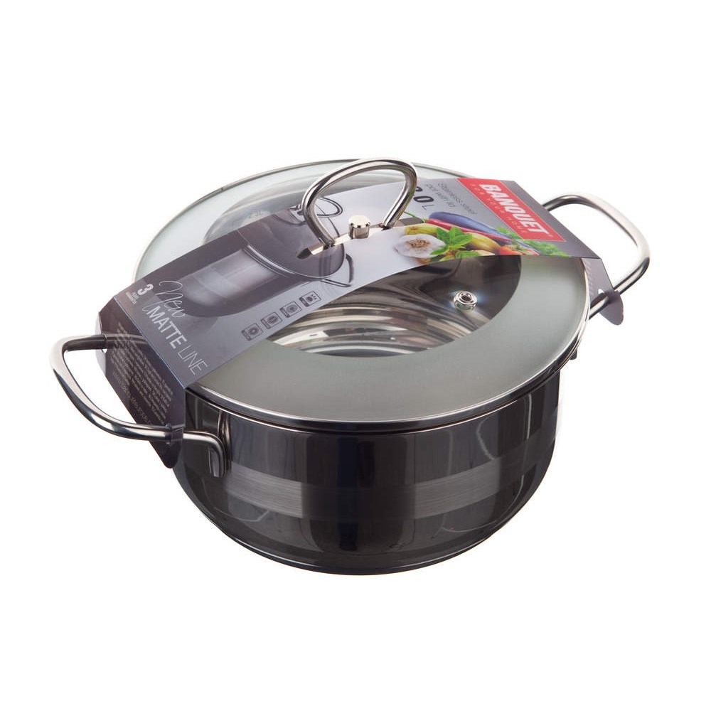 BANQUET Kastrol nerezový MATTE New Line 24 cm, 5,0 l, s poklicí