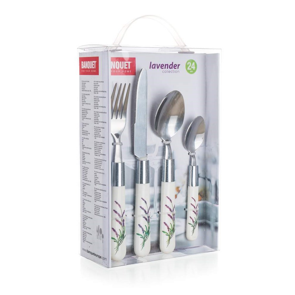 BANQUET Sada nerezových příborů s plastovou rukojetí LAVENDER, 24 ks