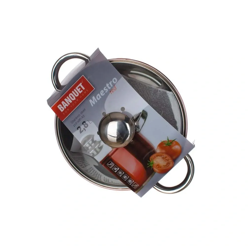 BANQUET Hrnec nerezový MAESTRO Red 18 cm, 2,8 l, s poklicí