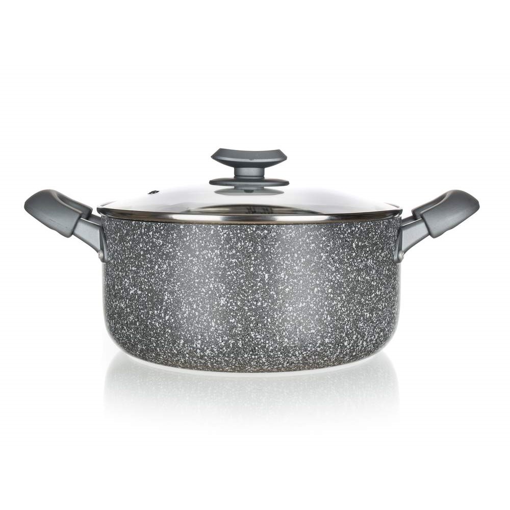 BANQUET Hrnec s nepřilnavým povrchem GRANITE PR 18 x 8,5 cm, se skleněnou poklicí