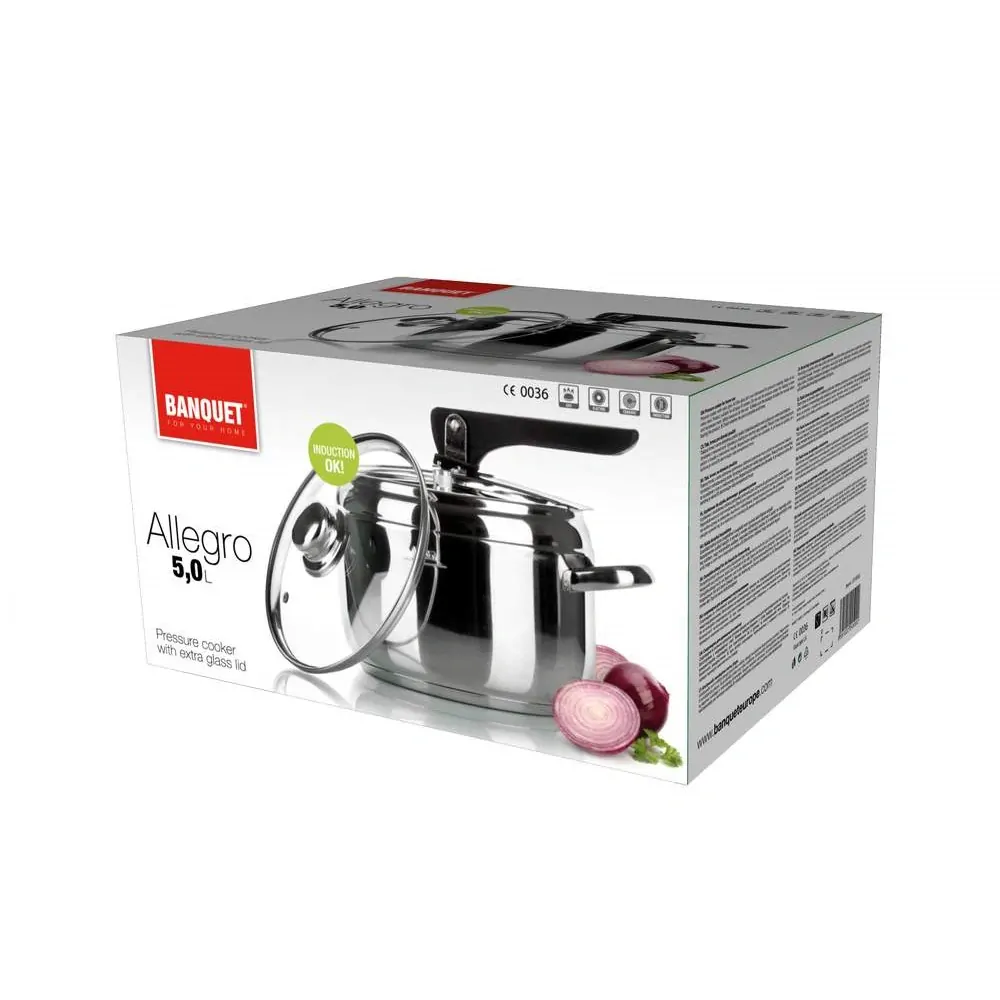 BANQUET Tlakový hrnec ALLEGRO 5 l, s extra skleněnou poklicí