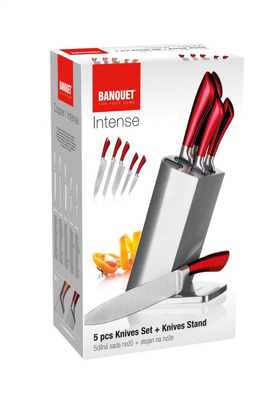 BANQUET Sada nožů INTENSE II., 5 ks a nerezový stojan