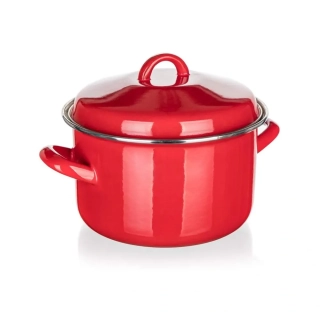 BANQUET Hrnec smaltovaný MILTON Red 20 cm, 3,4 l, s poklicí