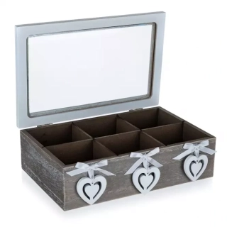 HOME DECOR Box na čaj SCULPTURE HEART HEART, velký