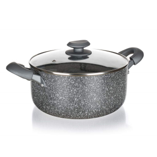 BANQUET Hrnec s nepřilnavým povrchem GRANITE PR 18 x 8,5 cm, se skleněnou poklicí